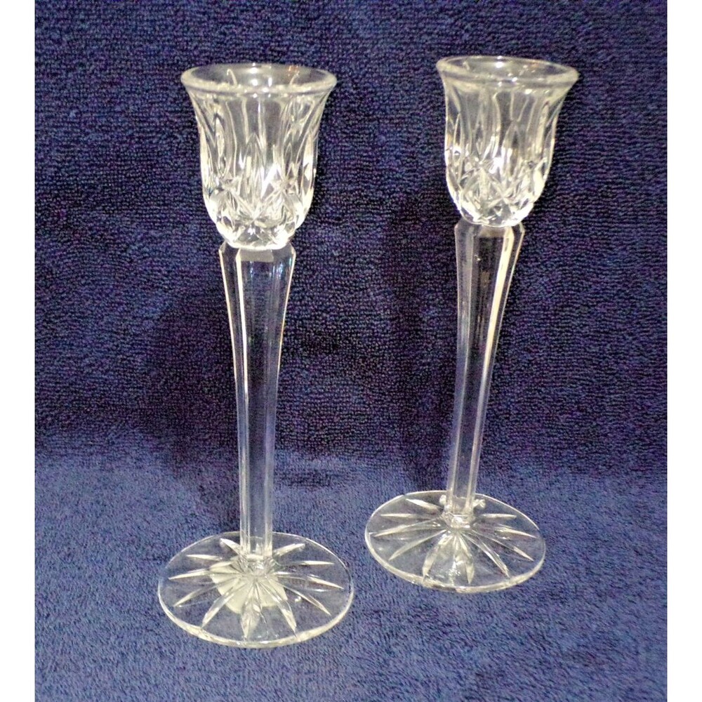 Lady‎ Anne Crystal Cut Glass 8" Tall Candle Sticks Set of 2